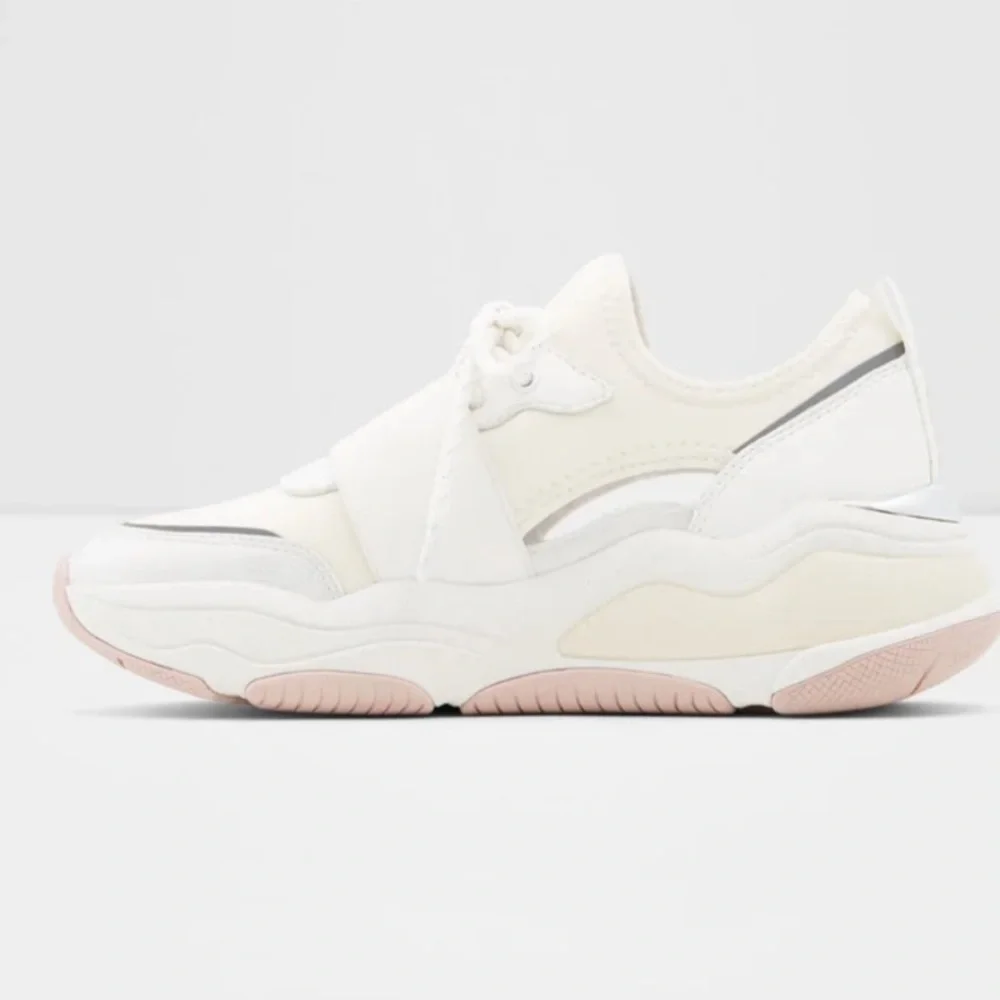 ALDO Rev White and Silver Sneakers NWOB
